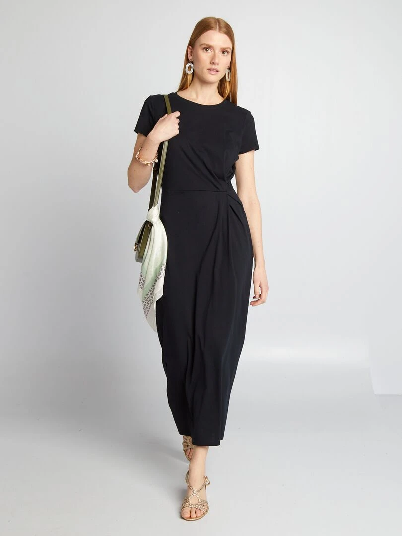 Robe midi à taille resserrée noir