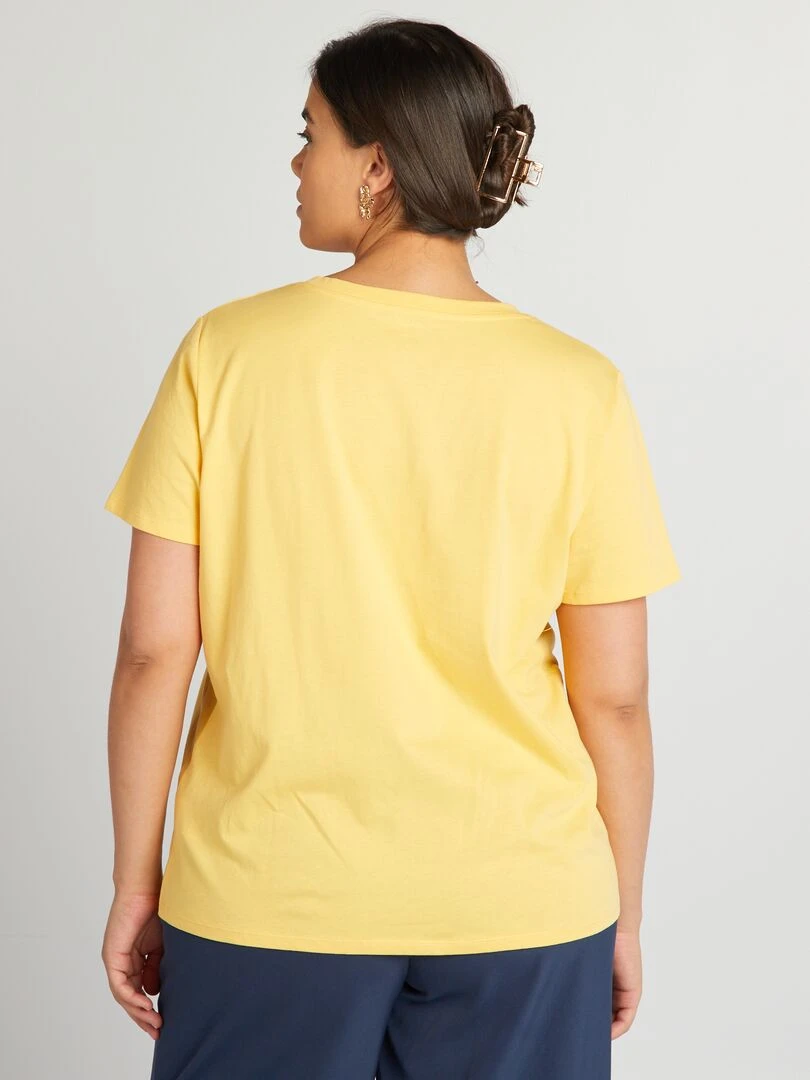 Tee shirt en coton avec imprimé   Jaune