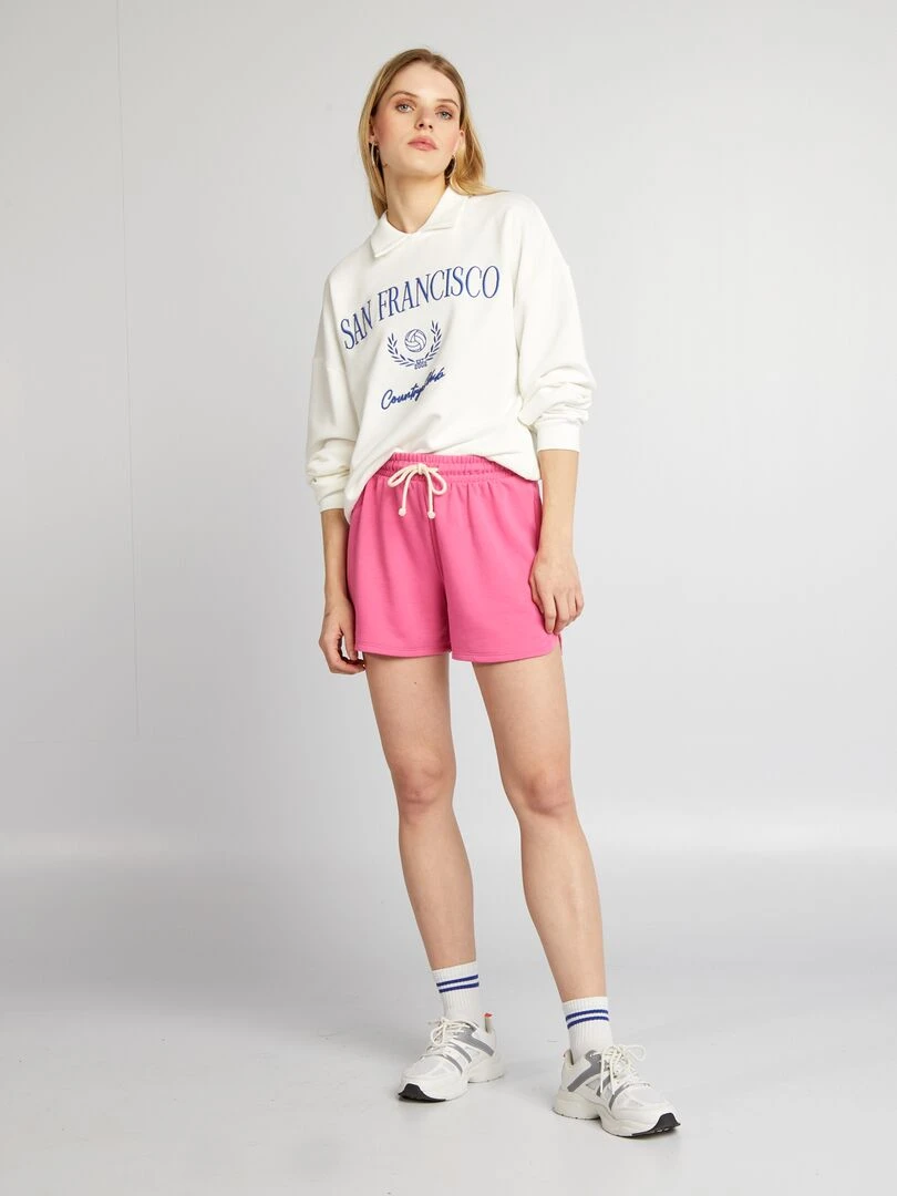 Sweat en french terry avec col intégré blanc