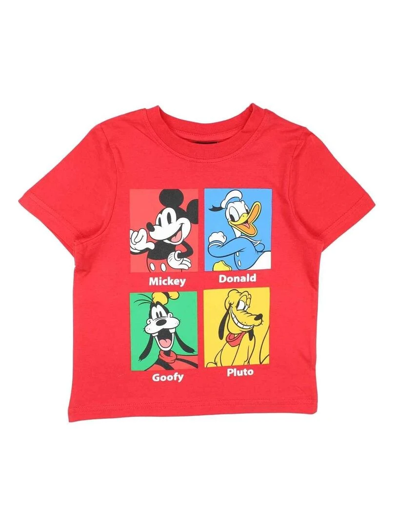Disney T shirt garçon imprimé Mickey en coton Rouge