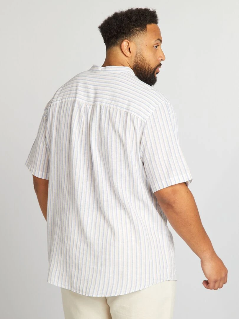 Chemise col mao   Blanc rayé