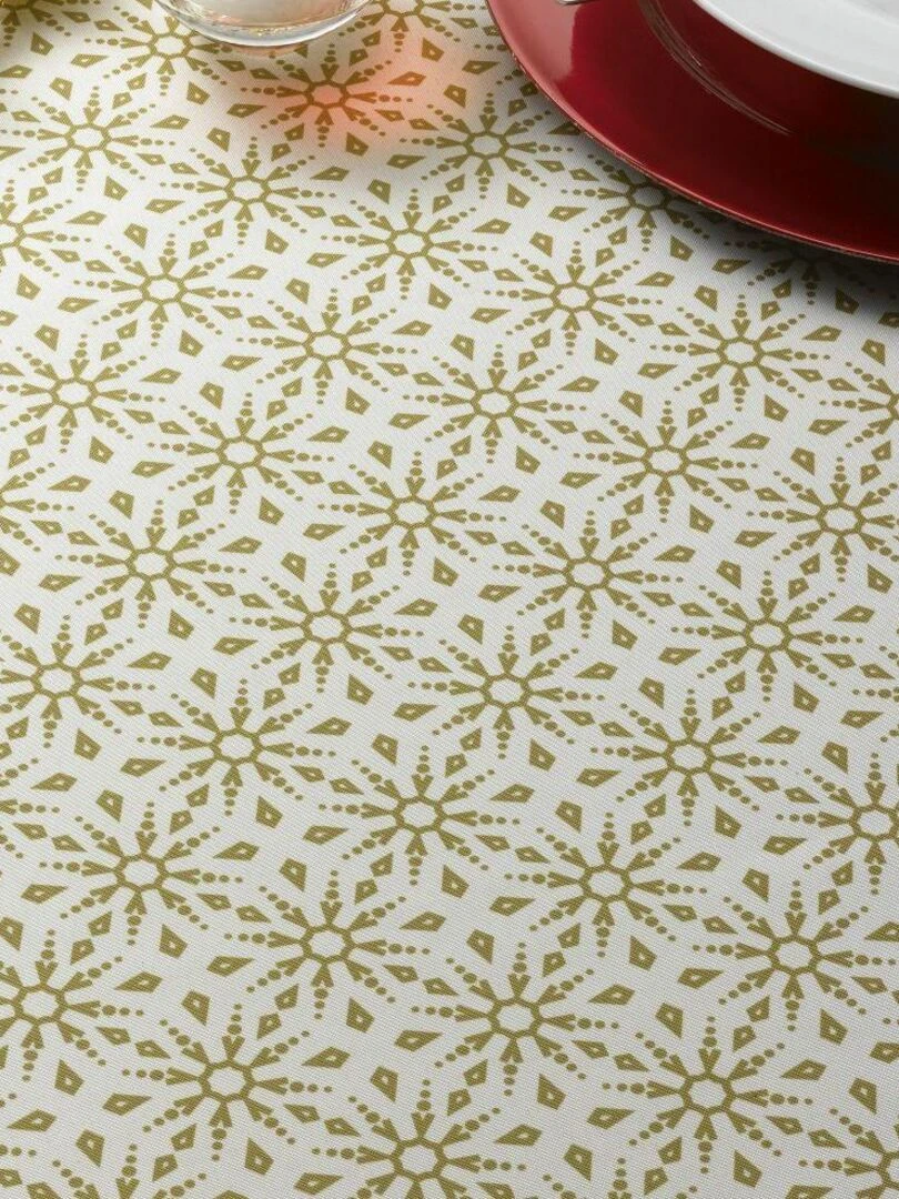 Nappe Polyester à motifs Flocon   Beige