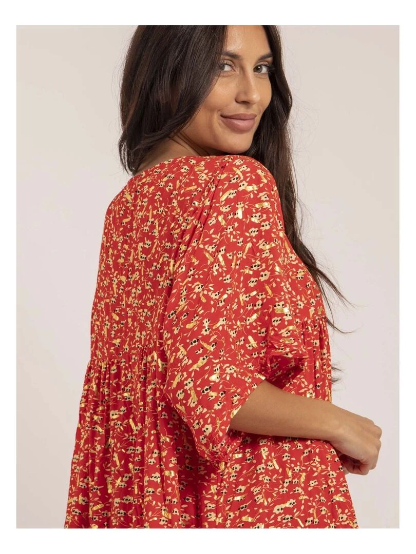 Robe longue motifs IVRY   Rouge
