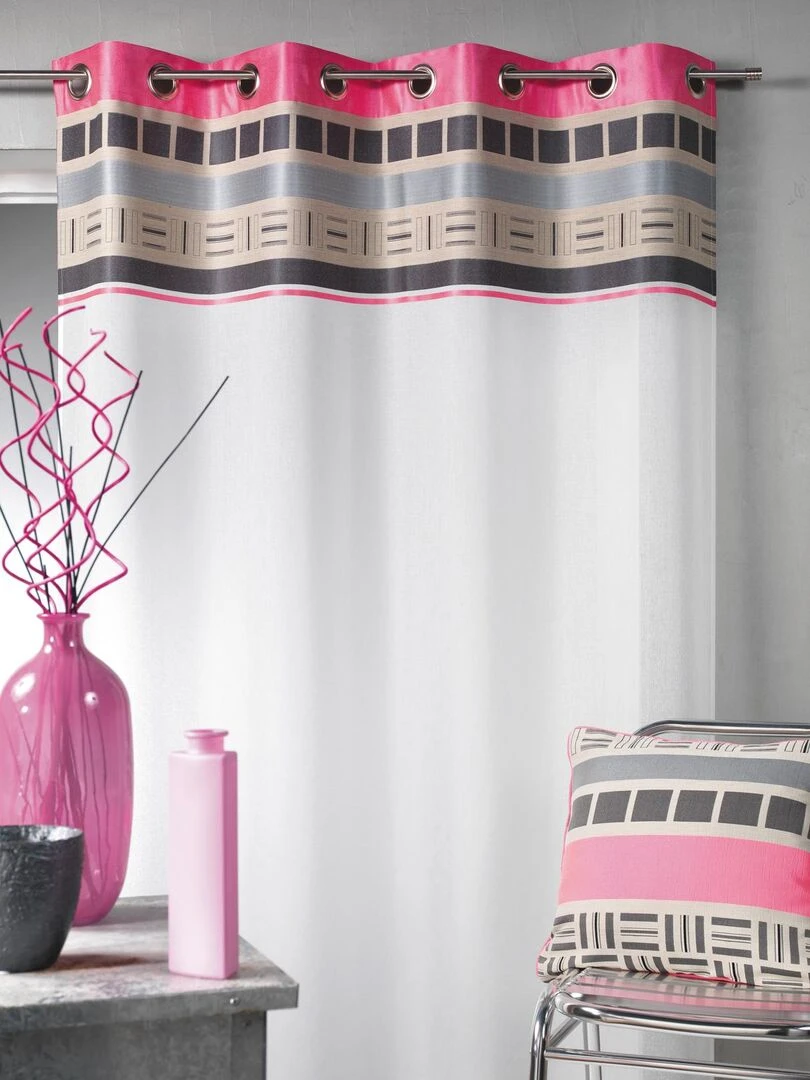 Voilage en étamine avec parement haut design Rose clair