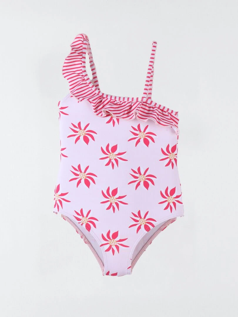 Maillot fleuri à volants  clair/rose foncé   Archimède   Rose