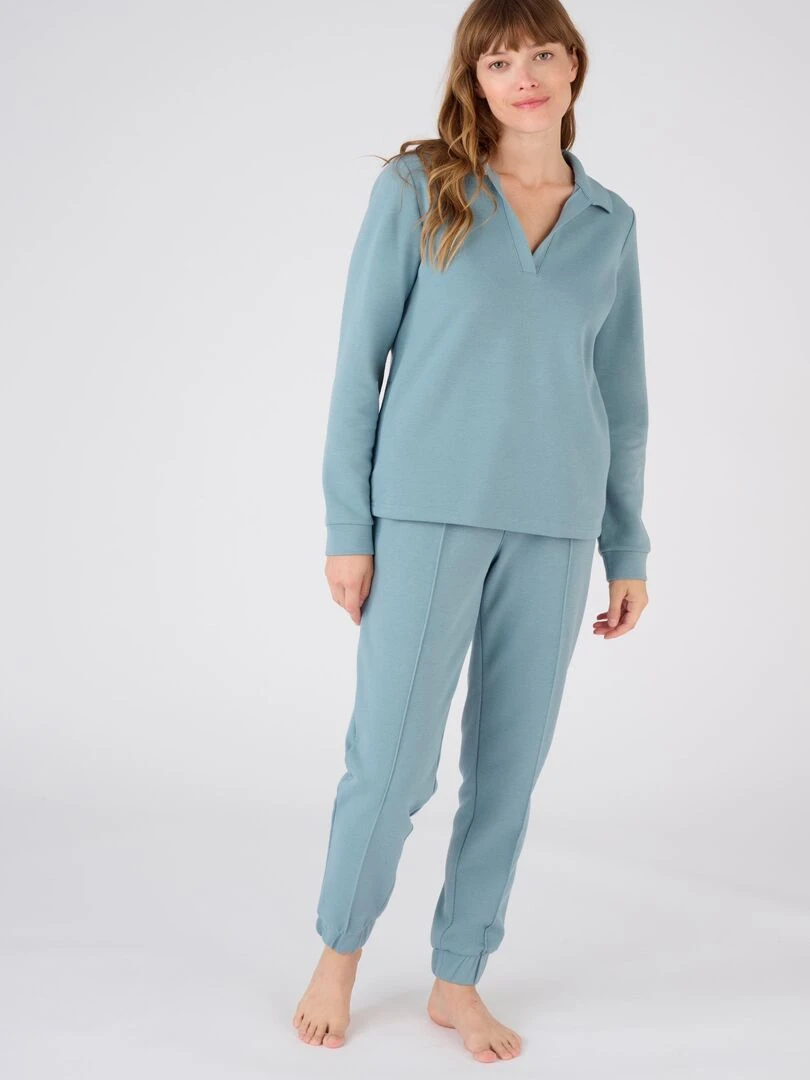 Sweat shirt en maille piquée Happy D. by Damart Bleu gris