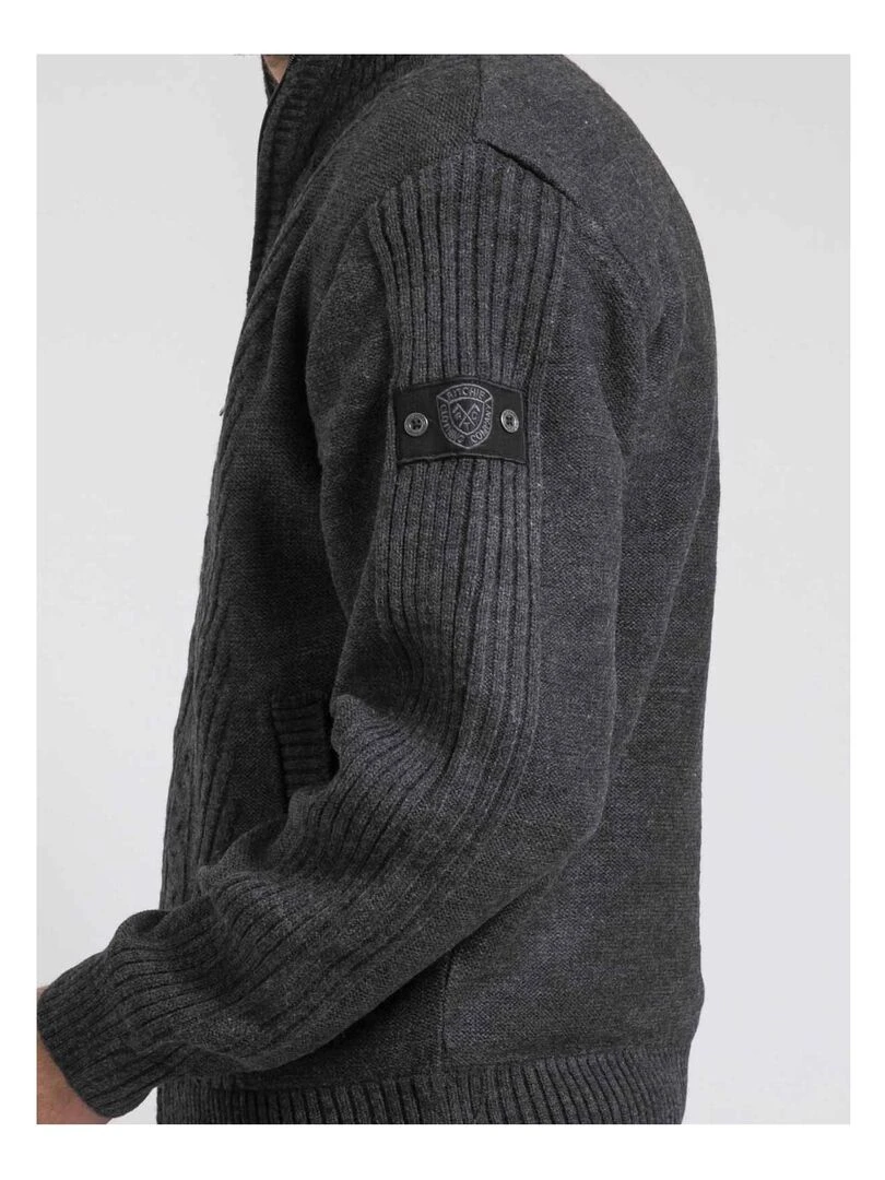 Gilet zippé col montant pur coton LITRITON   gris anthracite