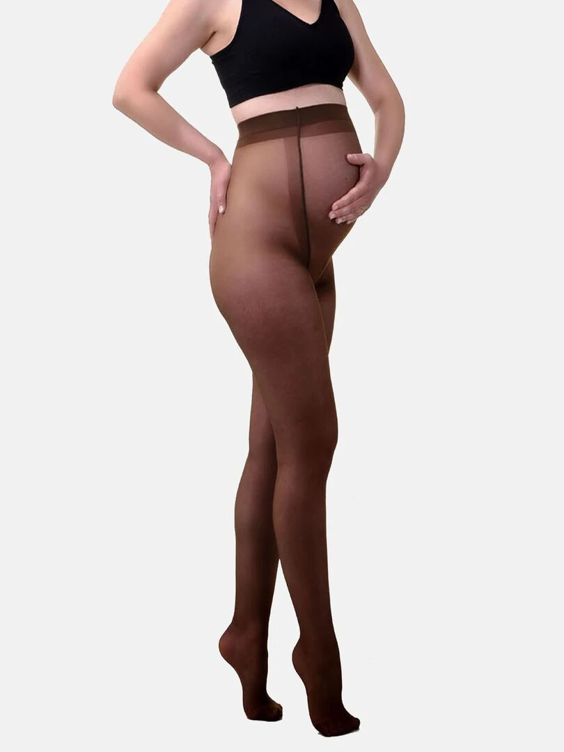 Collants de grossesse transparant confortables 20den (Mamsy) Marron