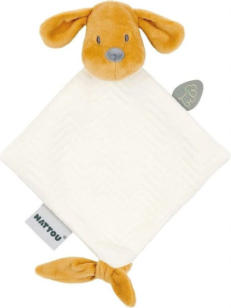 Nattou doudou attache tétine chien caramel Charlie Marron