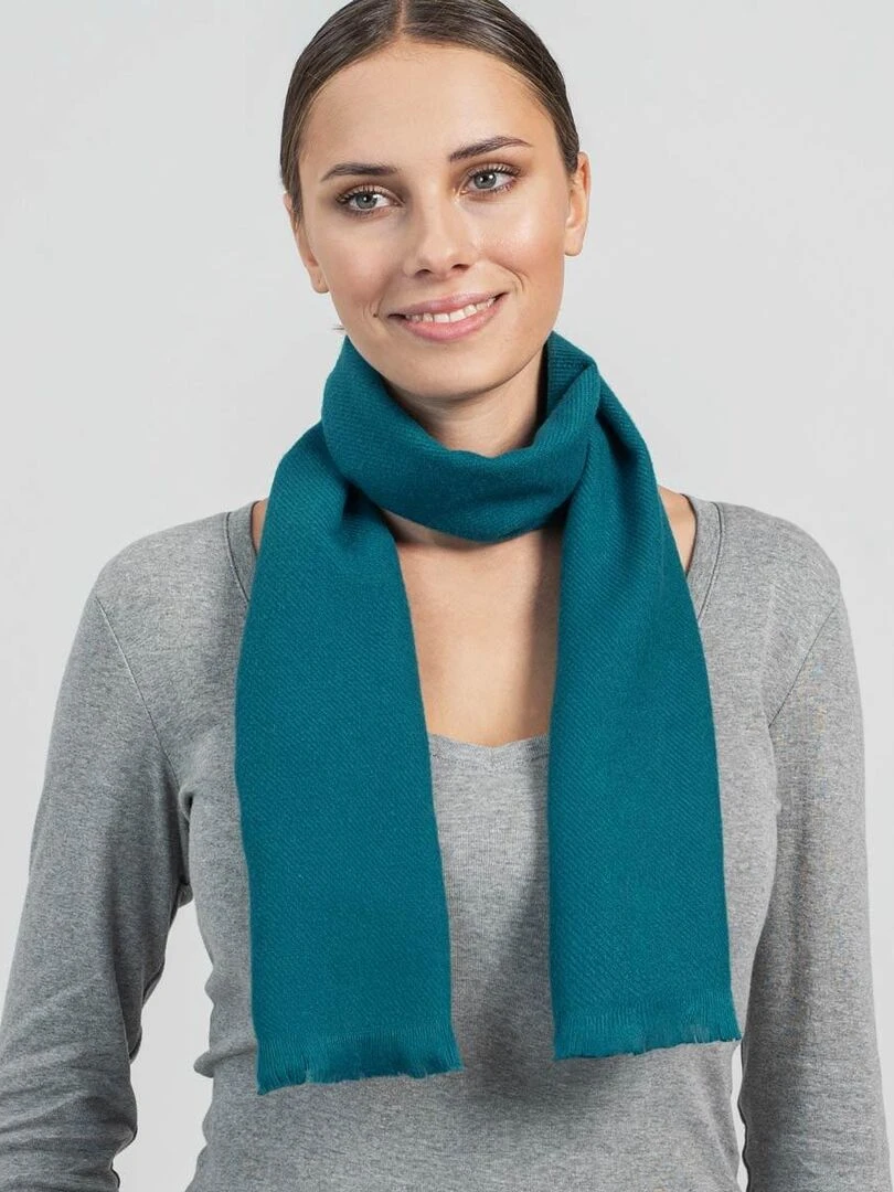 Echarpe Sherpa Fabriqué en France Bleu pétrole