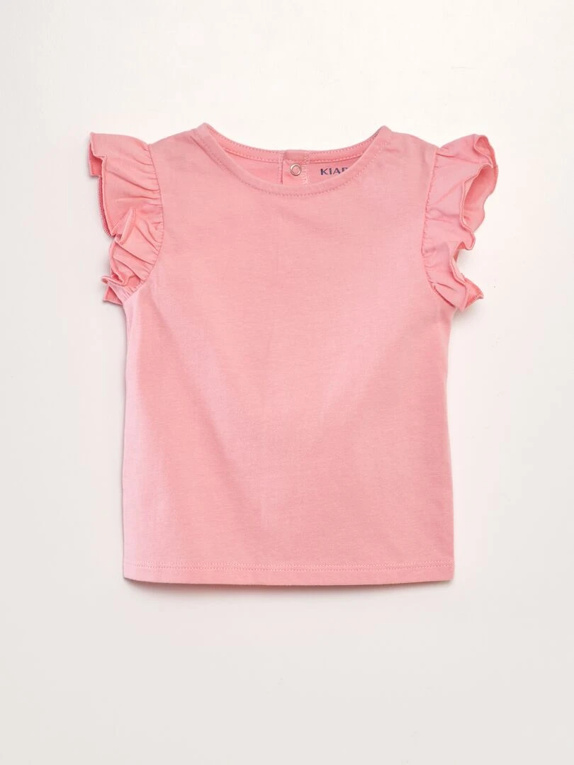 T shirt à volants Rose clair