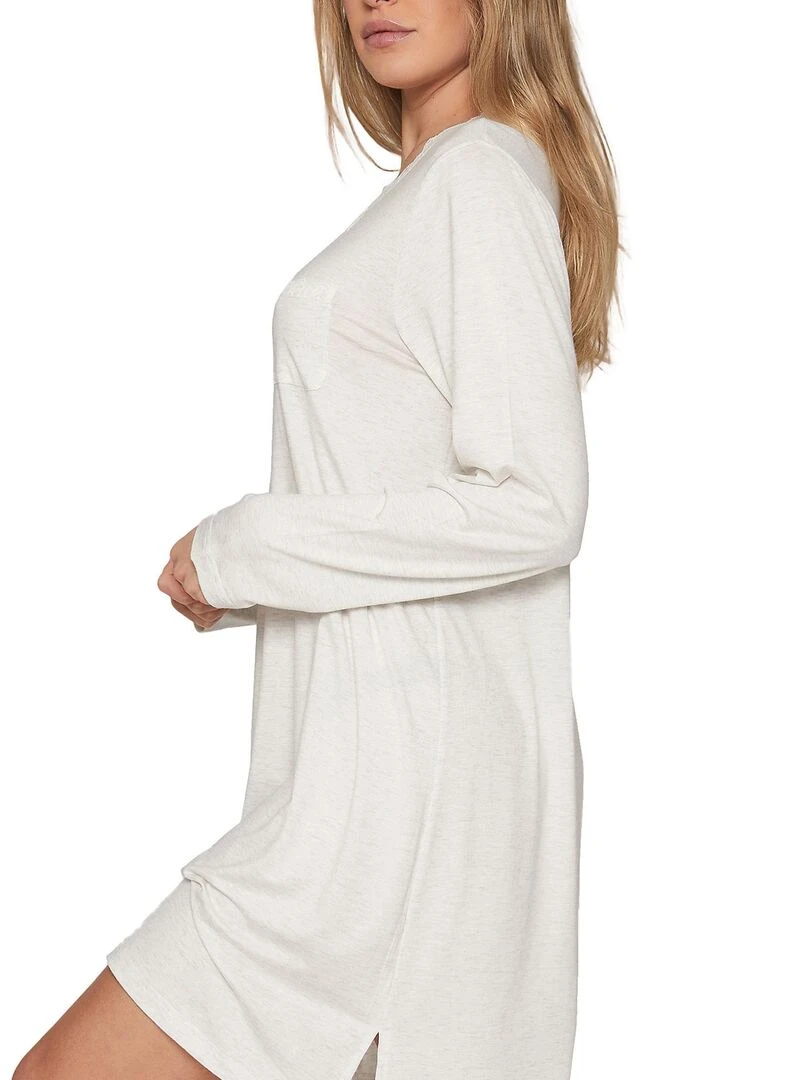 Chemise de nuit manches longues Lace Night   Gris