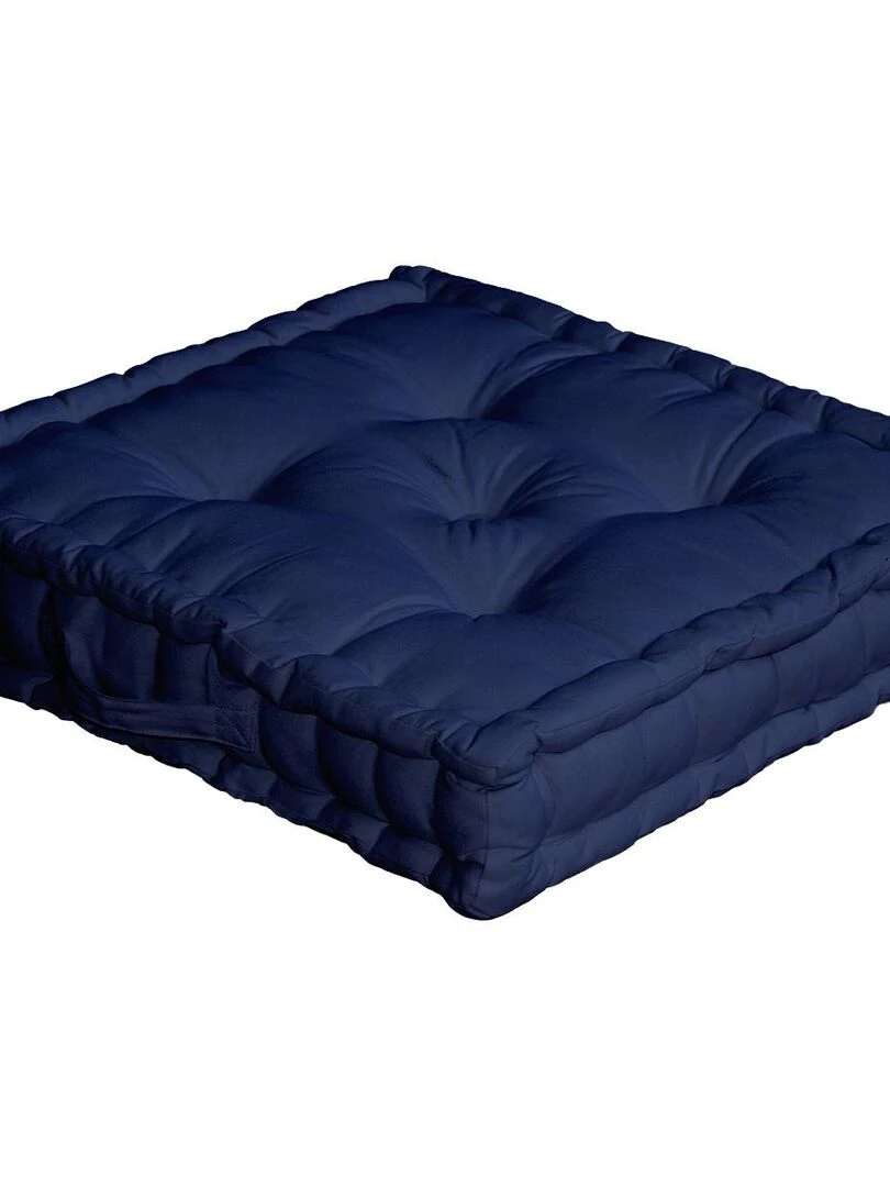 Coussin de sol uni en pur coton Bleu marine