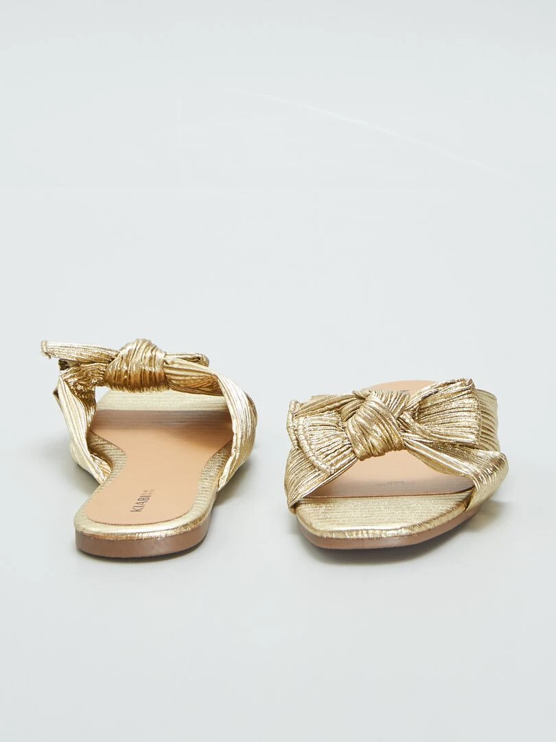 Mules avec nœud en satin   Doré