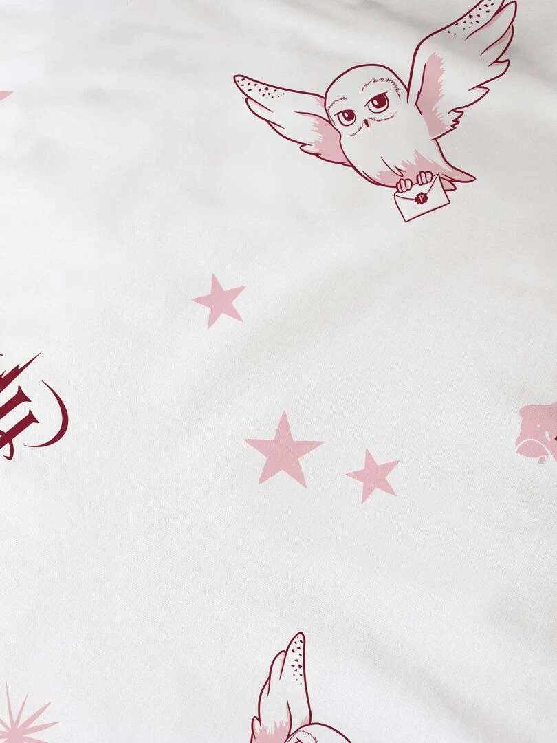 Parure de lit imprimée 100% coton  HARRY POTTER FLY   Rose