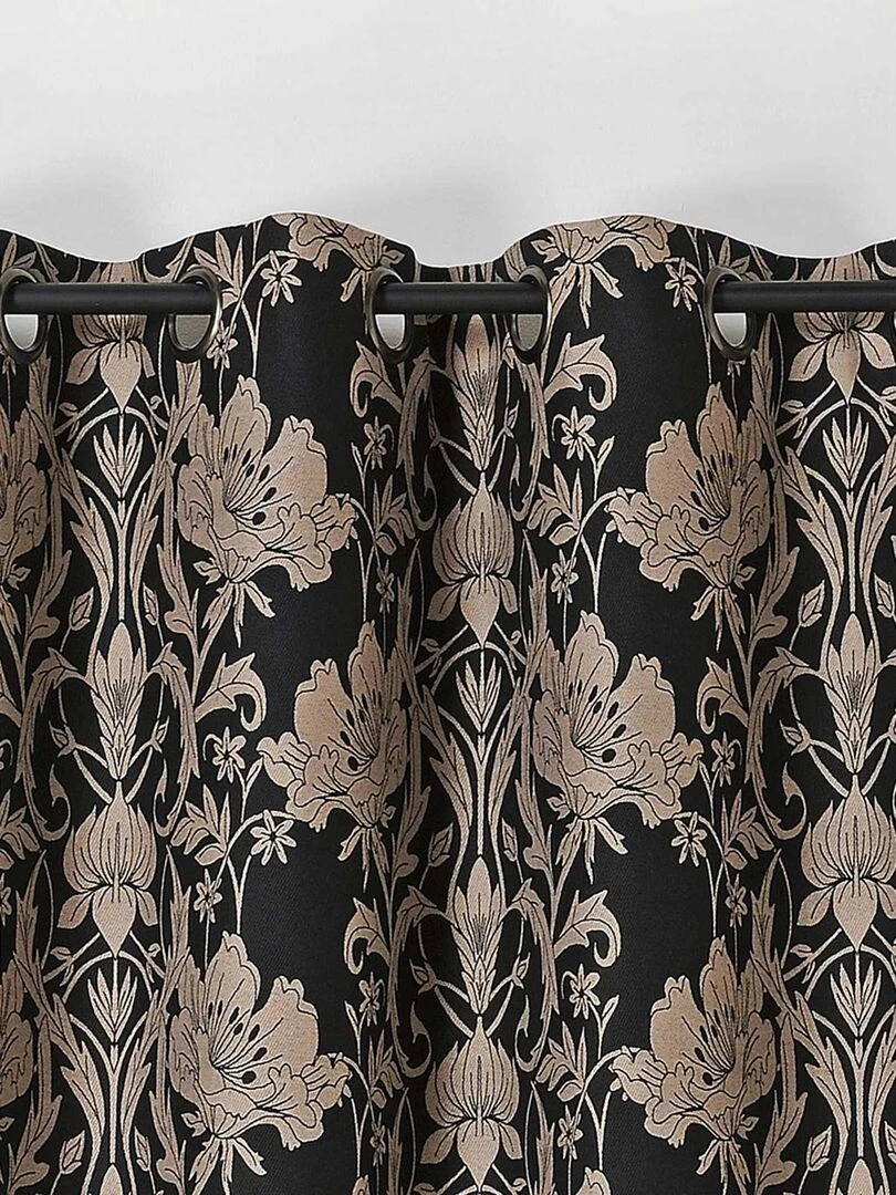 Rideau d'ameublement motifs floraux Noir
