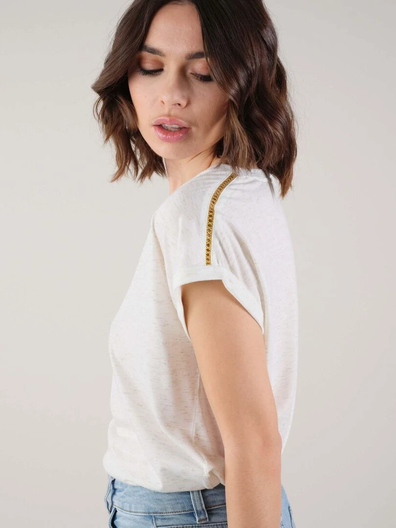 T shirt basique fantaisie pour femme 'Deeluxe'   Blanc