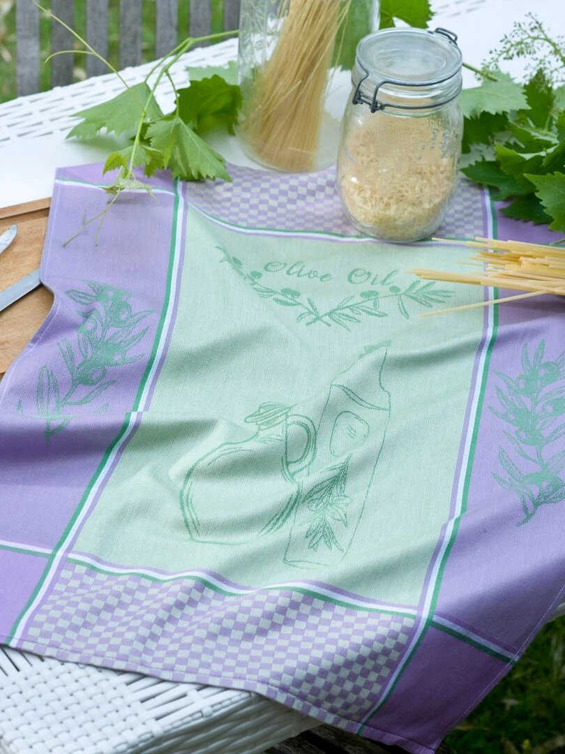 LOT 2 TORCHONS OLIVE OIL VIOLET Vert