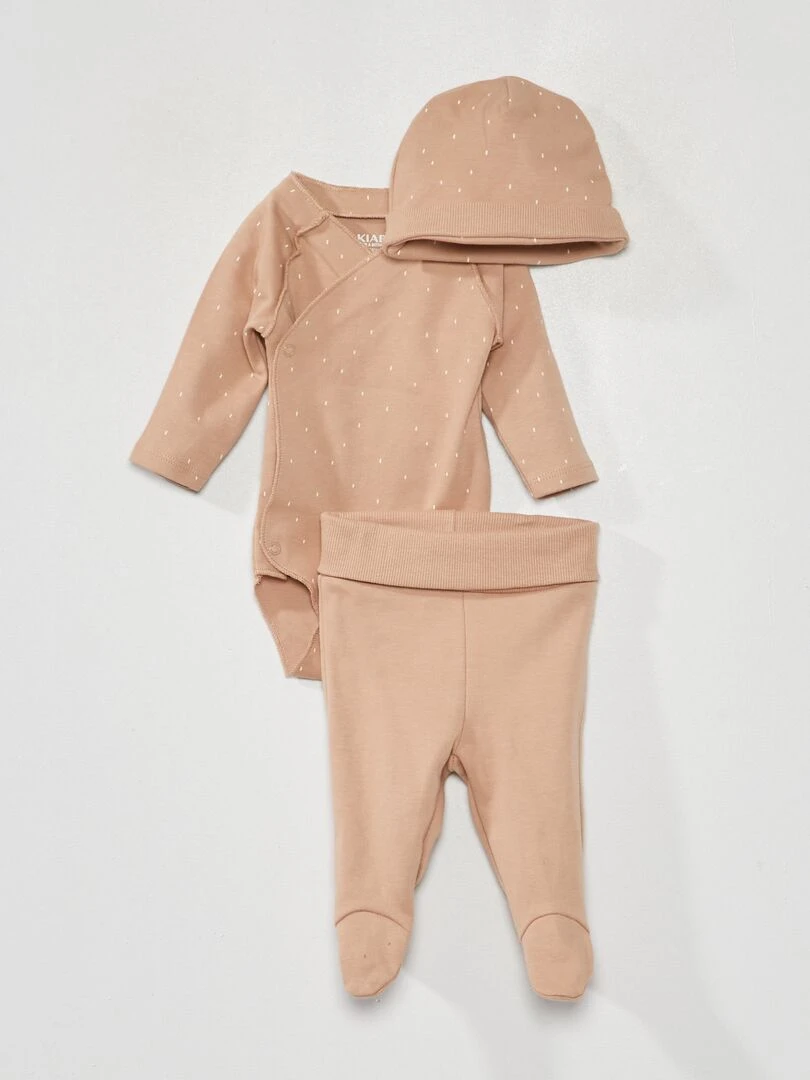 Ensemble body + legging + bonnet 3 pièces Marron