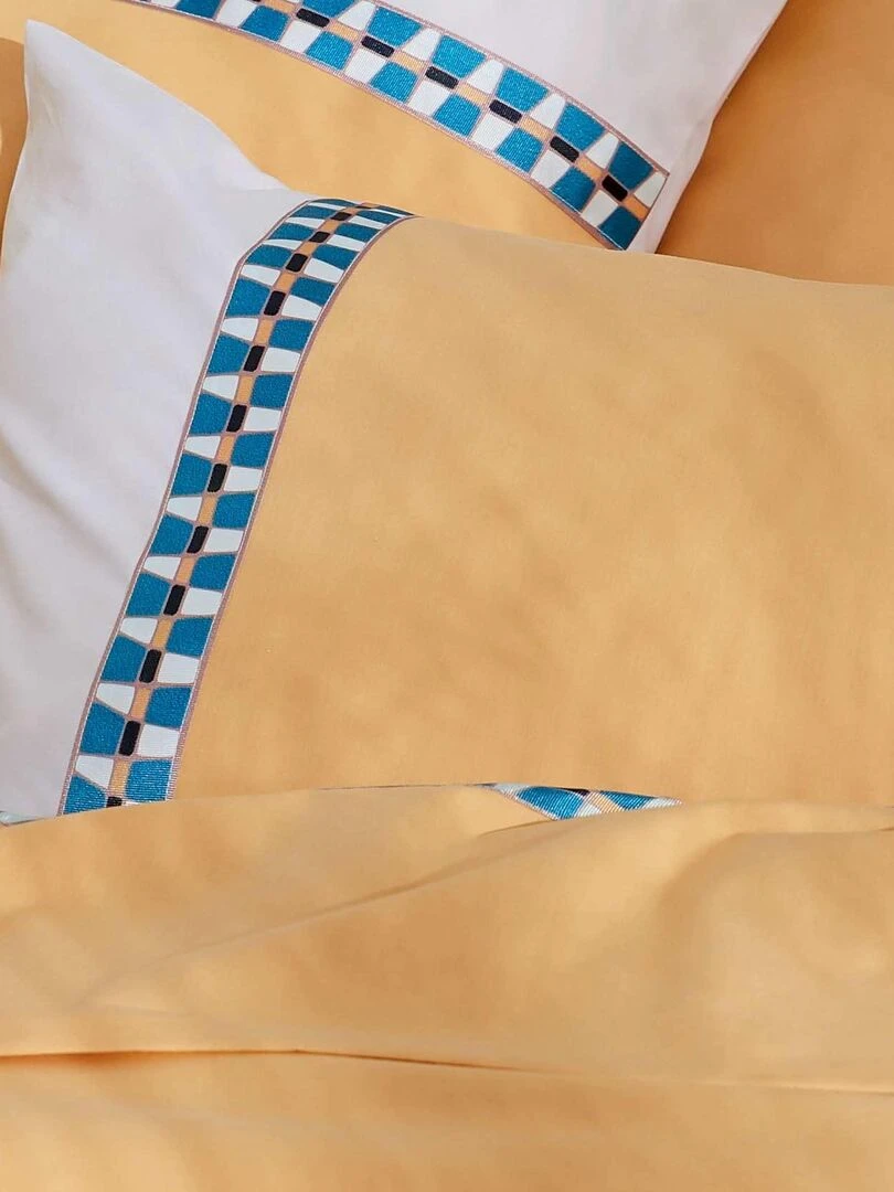 Taie d'oreiller percale avec galon   Jaune