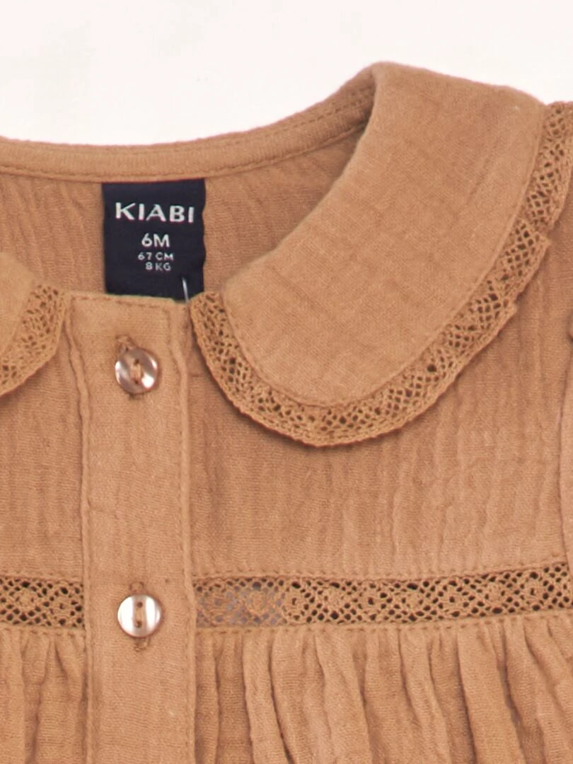 Blouse en double gaze de coton   Marron