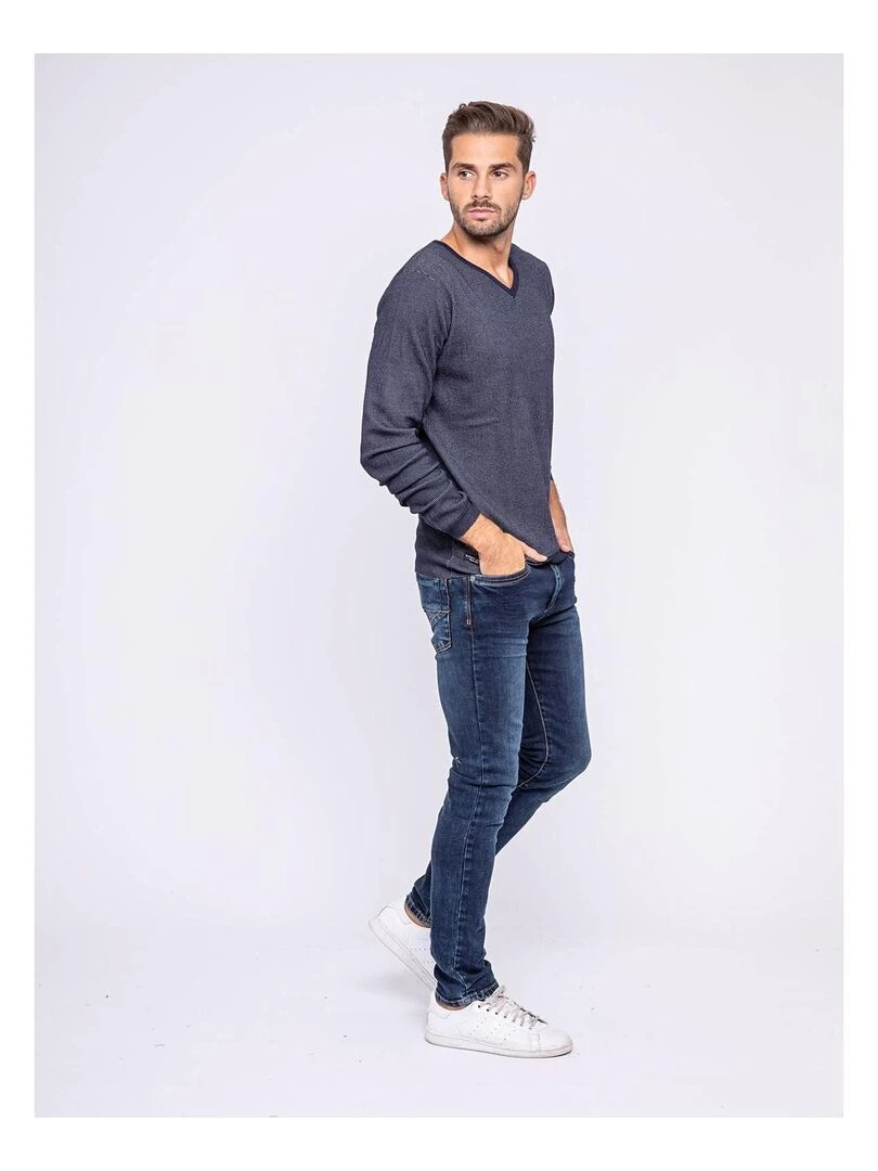 Pull col V LECHEDEK   Bleu marine