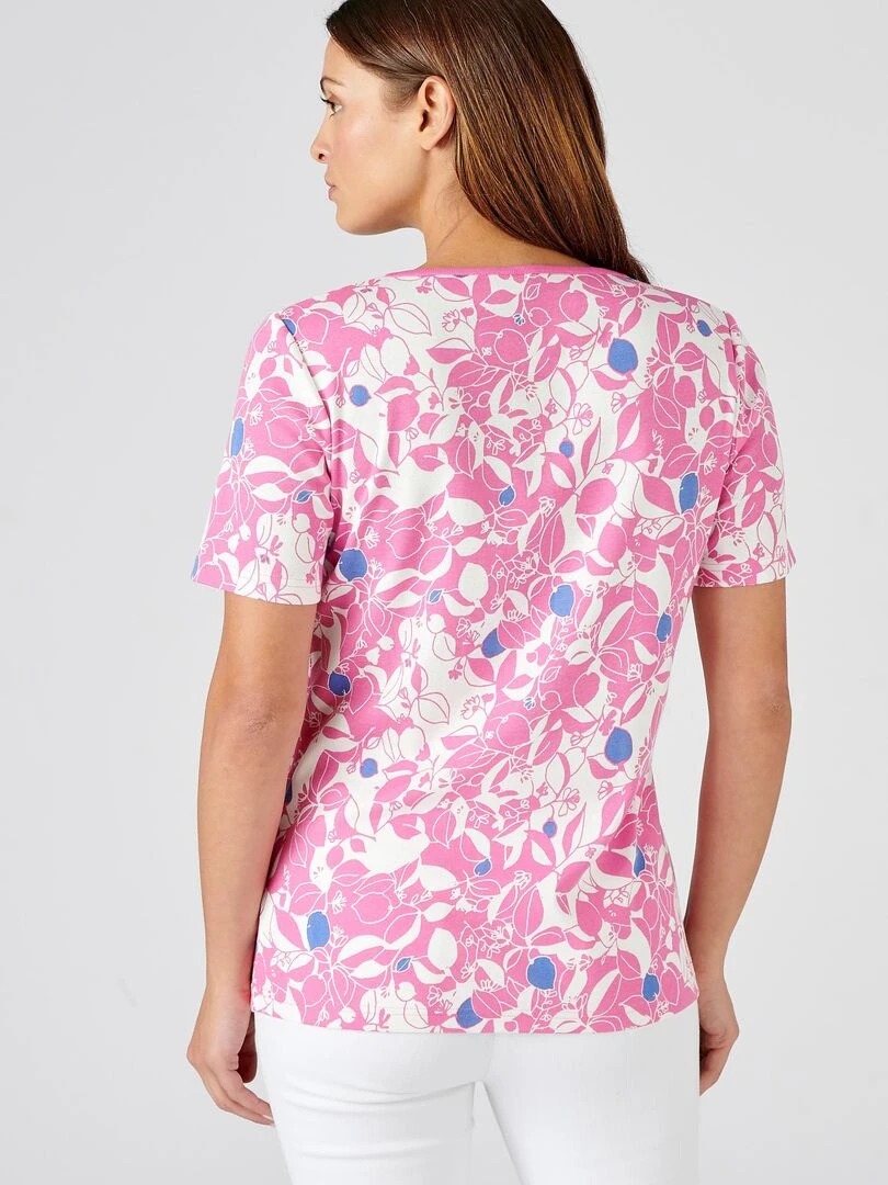 T shirt fine côte pur coton   Damart   Rose