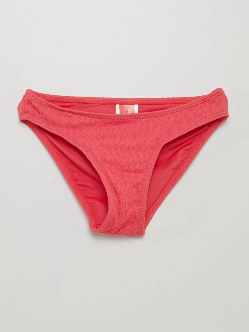 Maillot de bain uni texturé   2 pièces   Rose