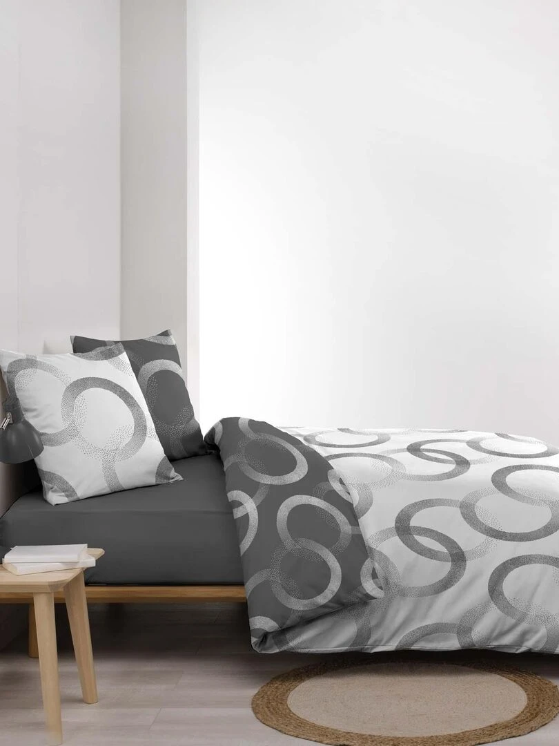 Housse couette + taies 220 x 240 cm Geo Bliss   Blanc