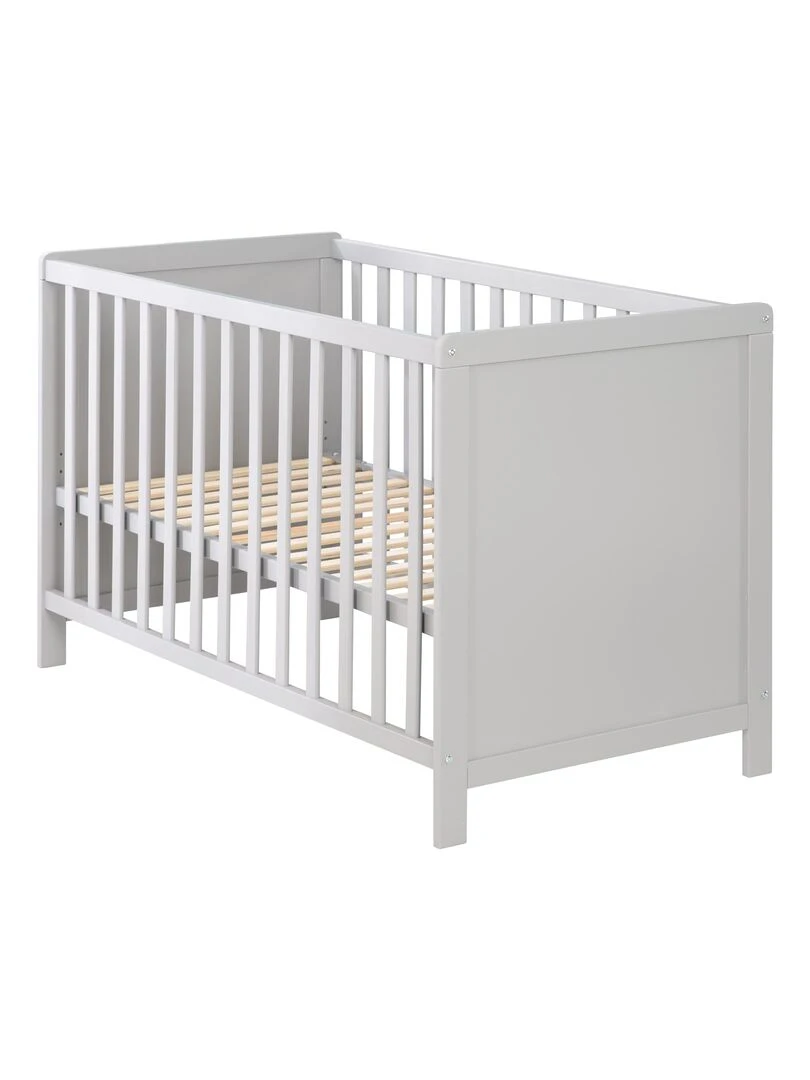 ROBA Lit Cododo 60 x 120 cm Bois Gris Réglable 5 Barreaux Amovibles Gris
