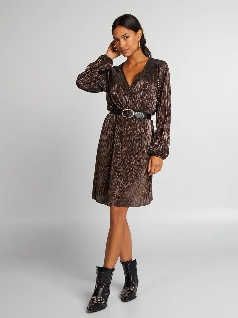 Robe en maille plissée brillante BRONZEPLEA