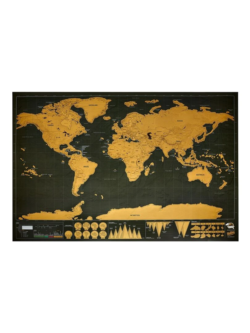 MONDE Carte du monde à gratter 82 5x59 5cm Noir
