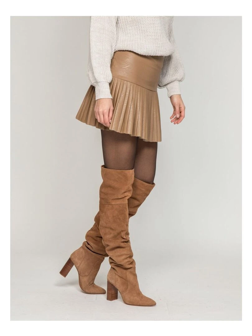 Jupe similicuir XANDREA Beige