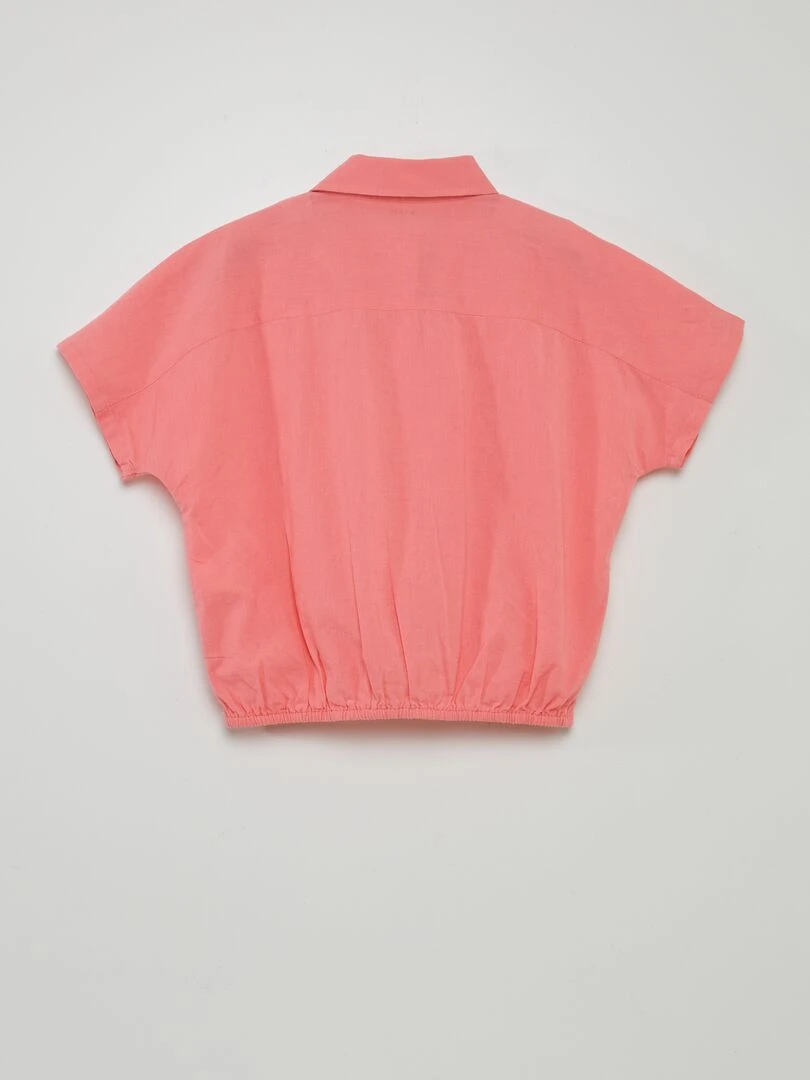 Chemise à nouer en coton et lin rose