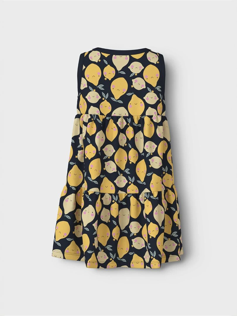 Robe imprimée à étages Bleu