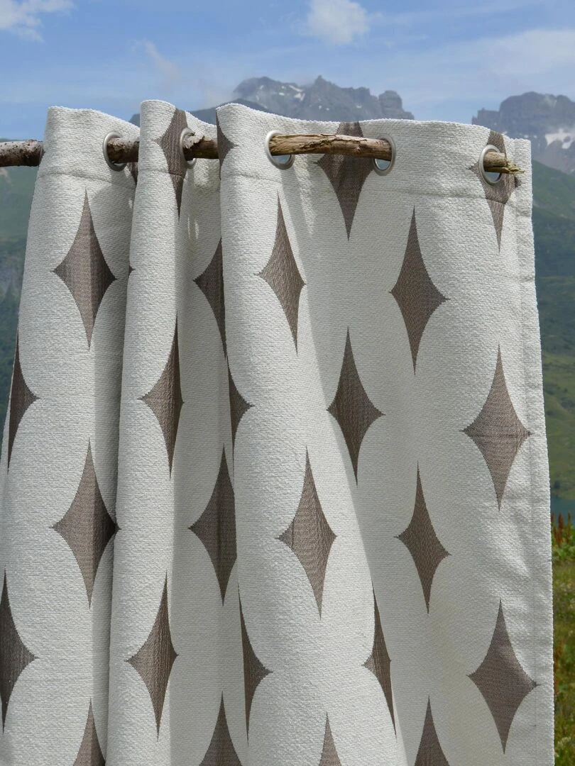 Rideau d'ameublement à jacquard géométrique Beige clair