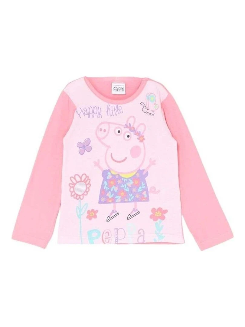 Peppa Pig T shirt fille imprimé Peppa Pig en coton Rose