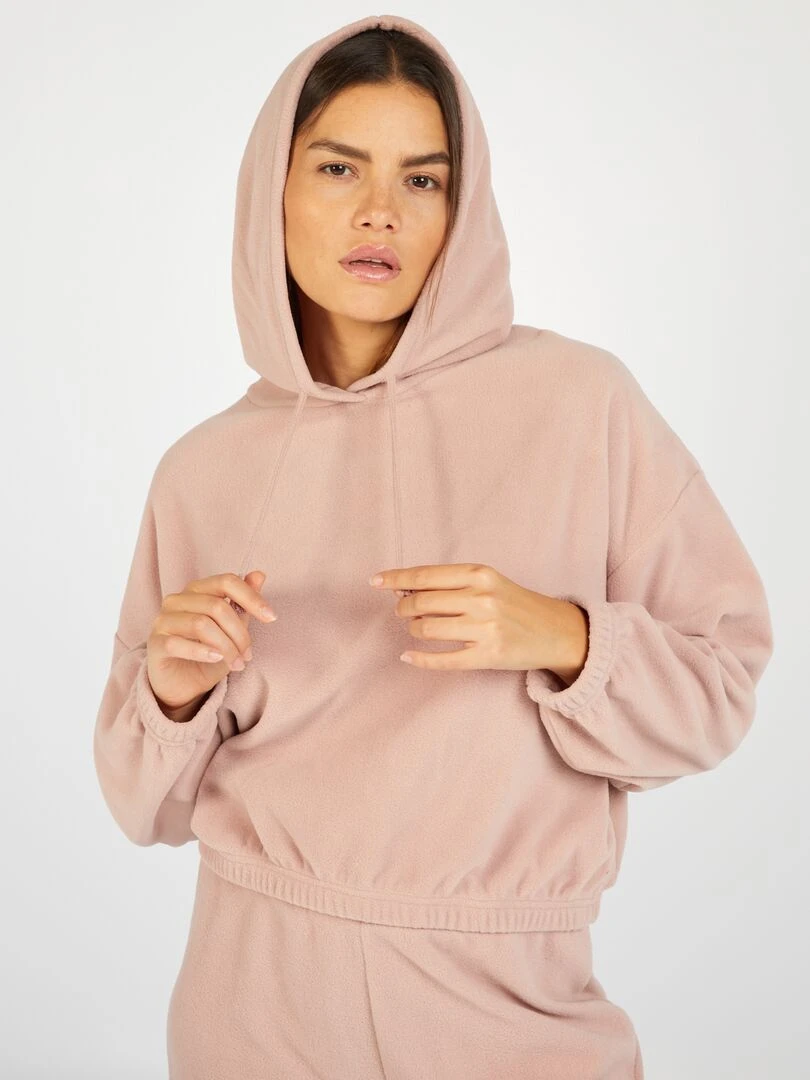 Sweat polaire à capuche   Beige
