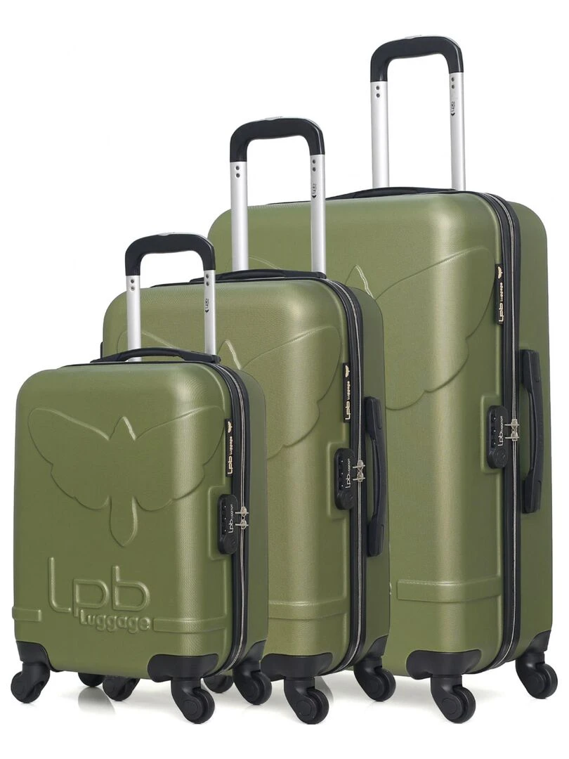 LPB LUGGAGE SET DE 3 ABS NORINE A 4 ROUES Vert kaki