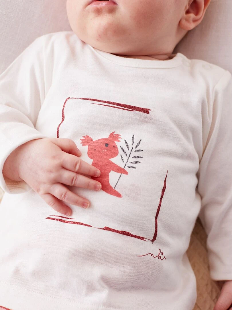 Set de 2 t shirt en coton et Noukie's Blanc