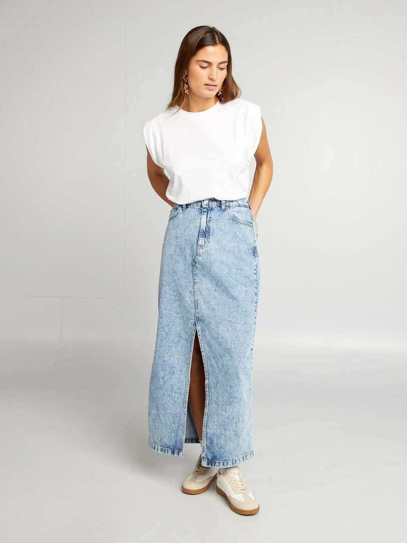 Jupe midi en jean Bleu