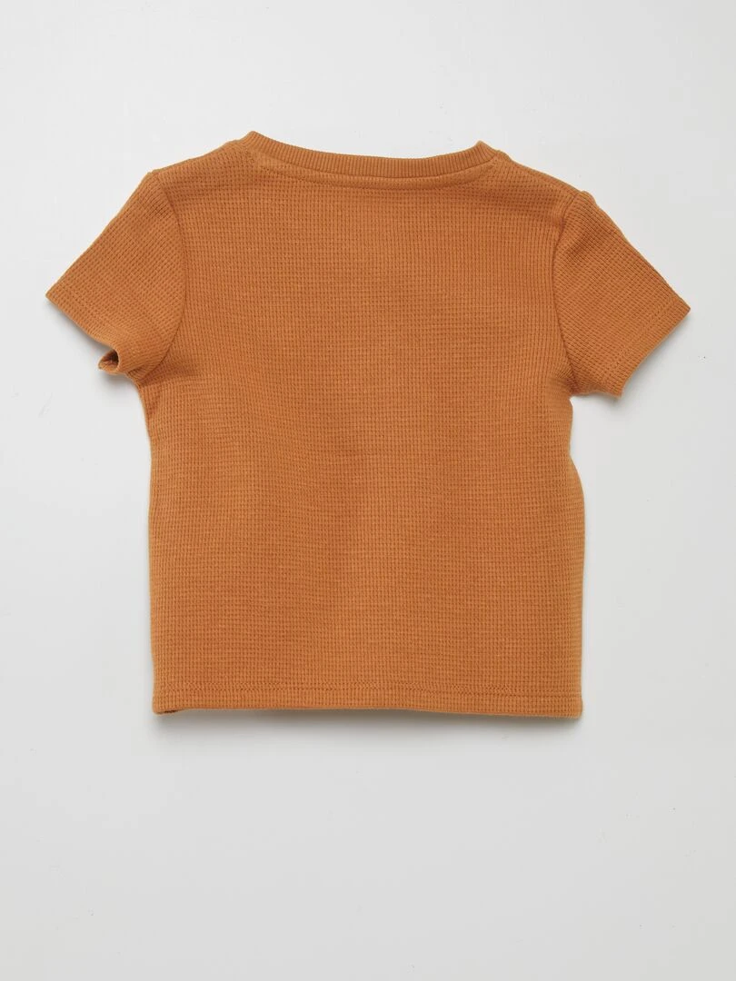T shirt en maille gaufrée Marron