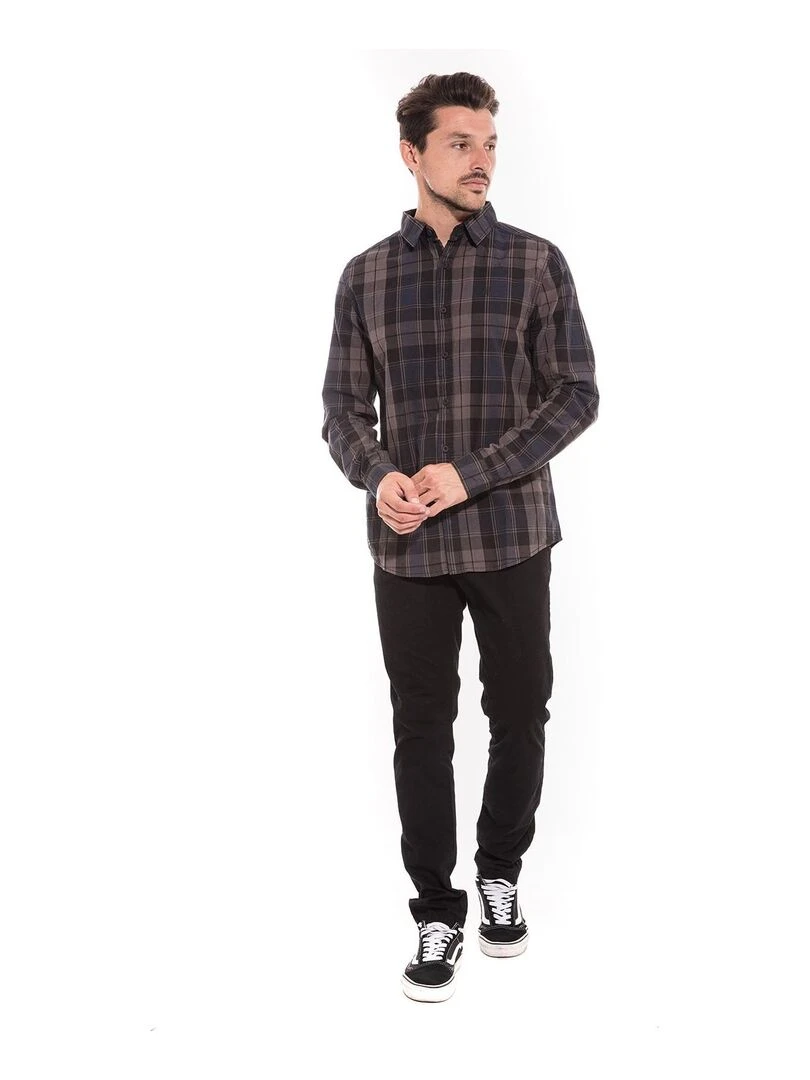 Chemise manches longues carreaux TOLYMAR   Bleu marine