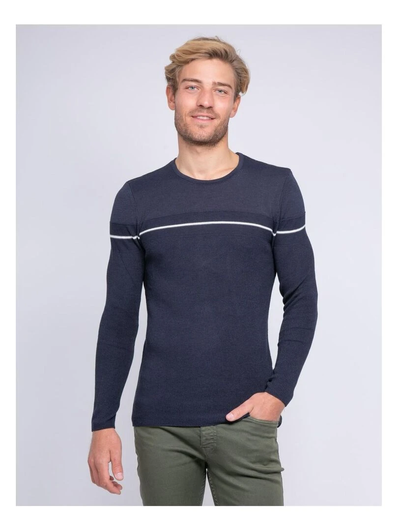 Pull fin col rond LARSONY Gris foncé
