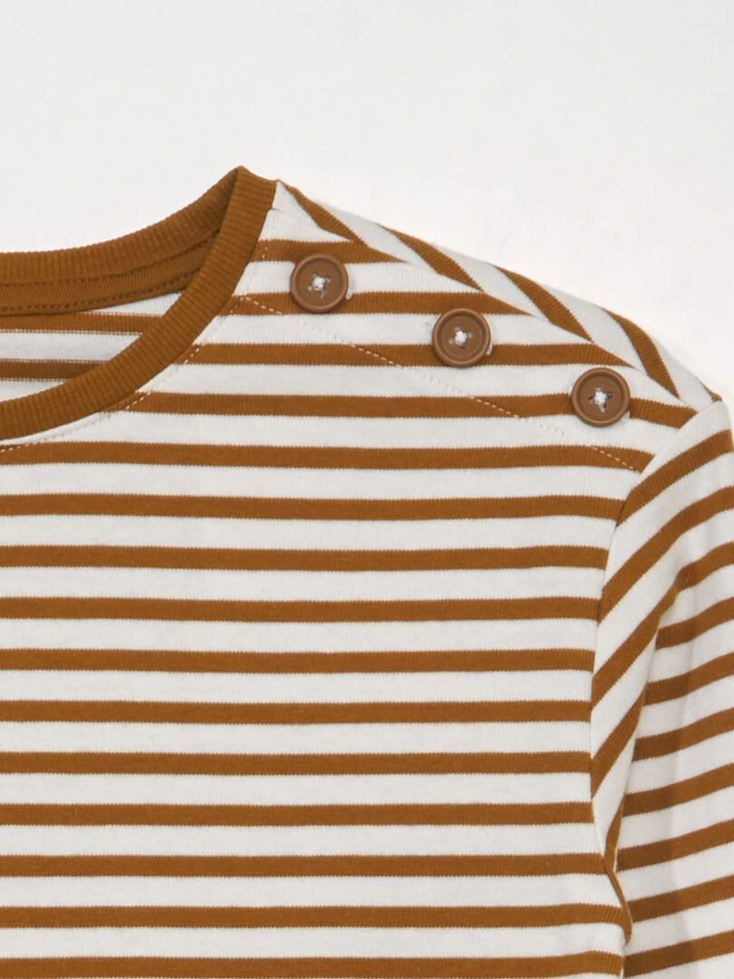 T shirt à manches longues imprimé à 'rayures' Marron