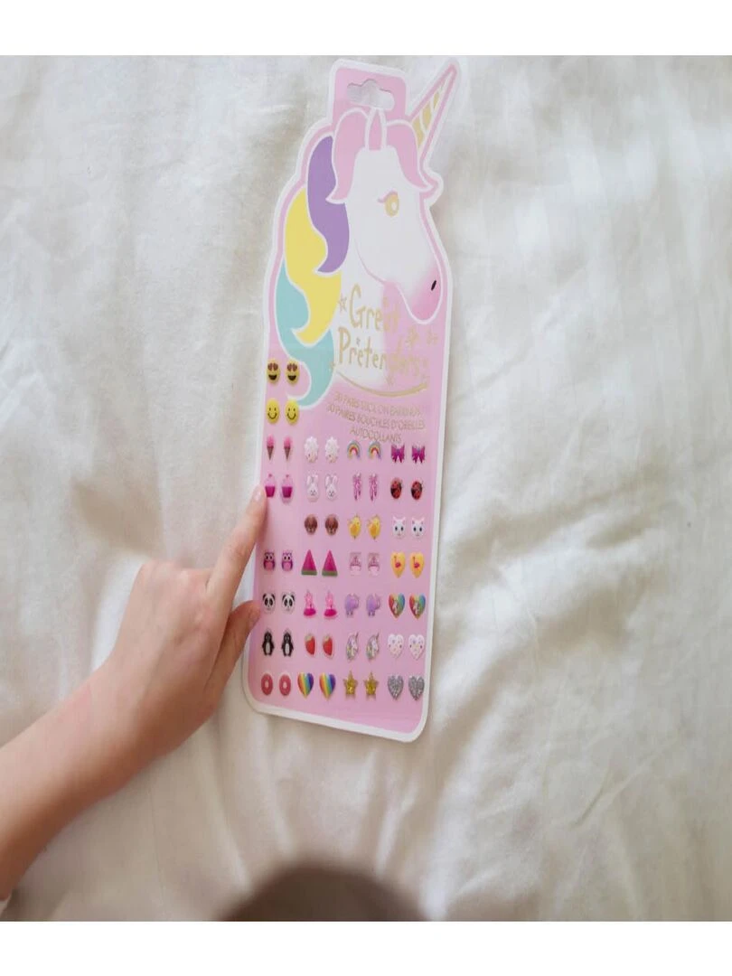 Set de 30 paires de boucles d'oreilles autocollantes Licorne   N/A