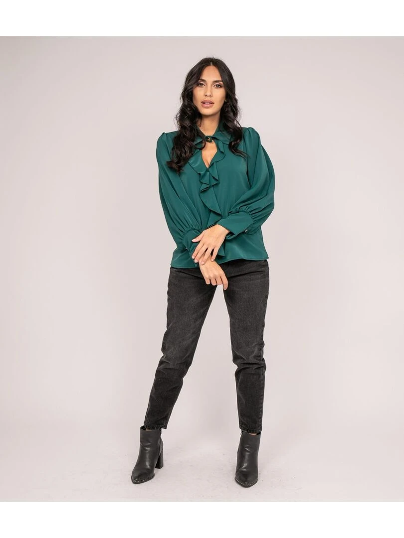 Blouse avec volants OKIER   Vert forêt