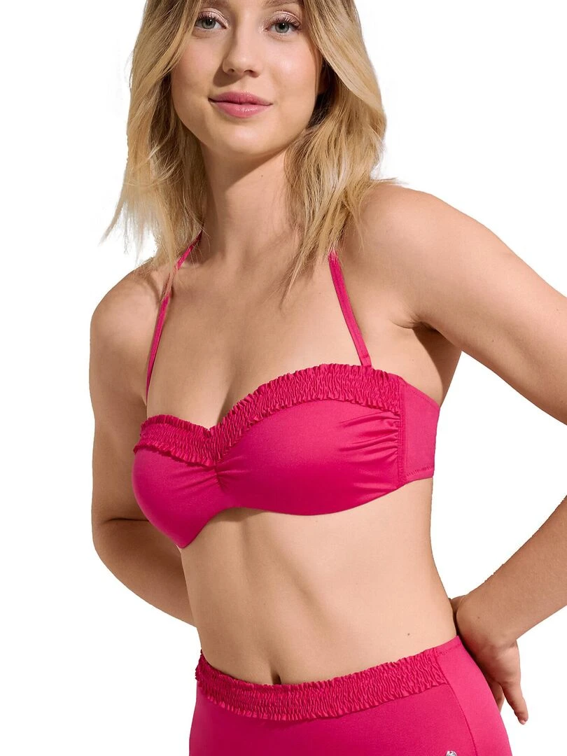 Haut maillot de bain bandeau préformé sans armatures Las Vegas Rose fushia