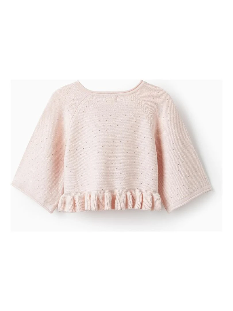 Gilet en Maille avec Volant pour Fille CÉRÉMONIE Rose