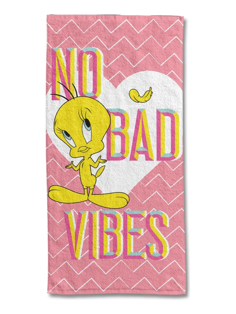 LOONEY TUNES Serviette De Plage Looney Tunes Titi 70x140 cm 100% Coton 300 GSM Rose Rose